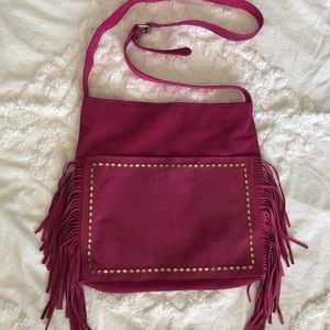 Steve Madden Fuschia Fringe & Studded Crossbody
